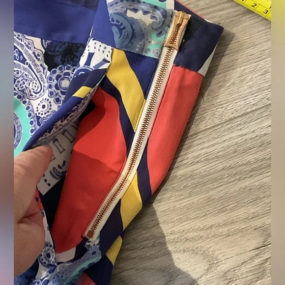 Kit and Ace Multicolor Silky Wide Leg Pants with rose side zipper and pockets. - Picture 6 of 10